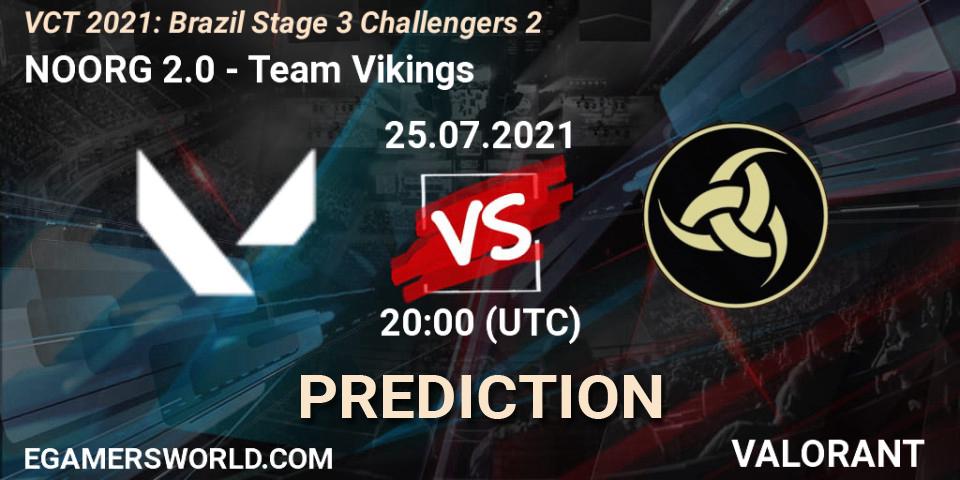 NOORG 2.0 vs Team Vikings: Betting TIp, Match Prediction. 25.07.2021 at 20:00. VALORANT, VCT 2021: Brazil Stage 3 Challengers 2