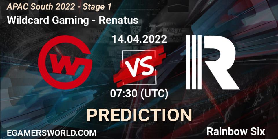 Wildcard Gaming vs Renatus: Betting TIp, Match Prediction. 14.04.2022 at 07:30. Rainbow Six, APAC South 2022 - Stage 1