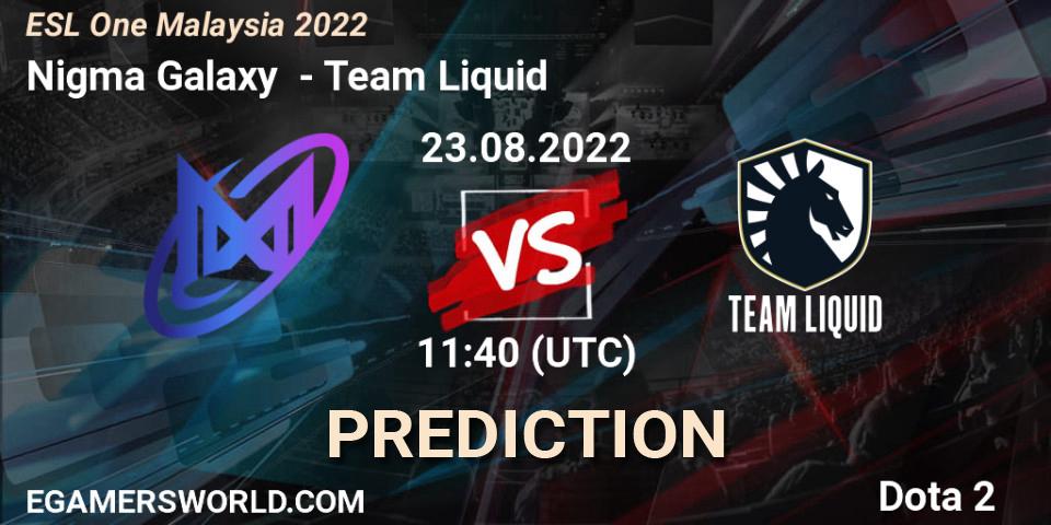 Nigma Galaxy vs Team Liquid: Betting TIp, Match Prediction. 23.08.2022 at 11:42. Dota 2, ESL One Malaysia 2022