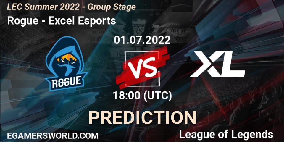 Rogue vs Excel Esports: Betting TIp, Match Prediction. 01.07.22. LoL, LEC Summer 2022 - Group Stage