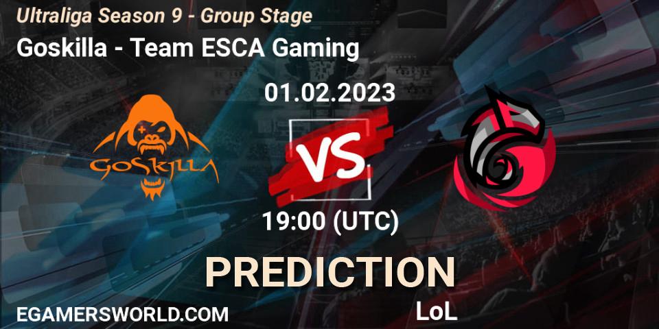 Goskilla vs Team ESCA Gaming: Betting TIp, Match Prediction. 01.02.23. LoL, Ultraliga Season 9 - Group Stage