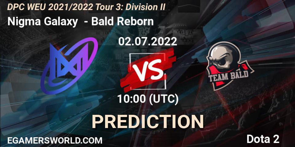 Nigma Galaxy vs Bald Reborn: Betting TIp, Match Prediction. 02.07.2022 at 09:55. Dota 2, DPC WEU 2021/2022 Tour 3: Division II