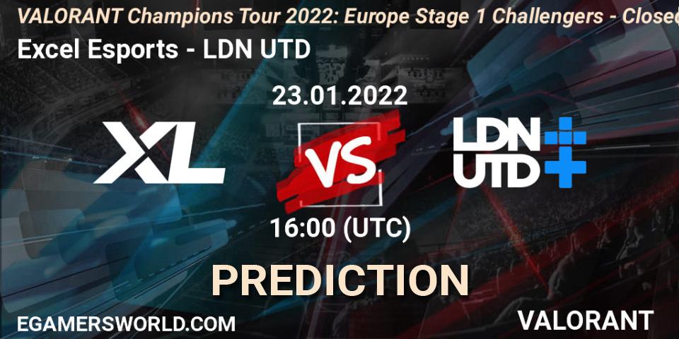 Excel Esports vs LDN UTD: Betting TIp, Match Prediction. 23.01.2022 at 16:00. VALORANT, VCT 2022: Europe Stage 1 Challengers - Closed Qualifier 2