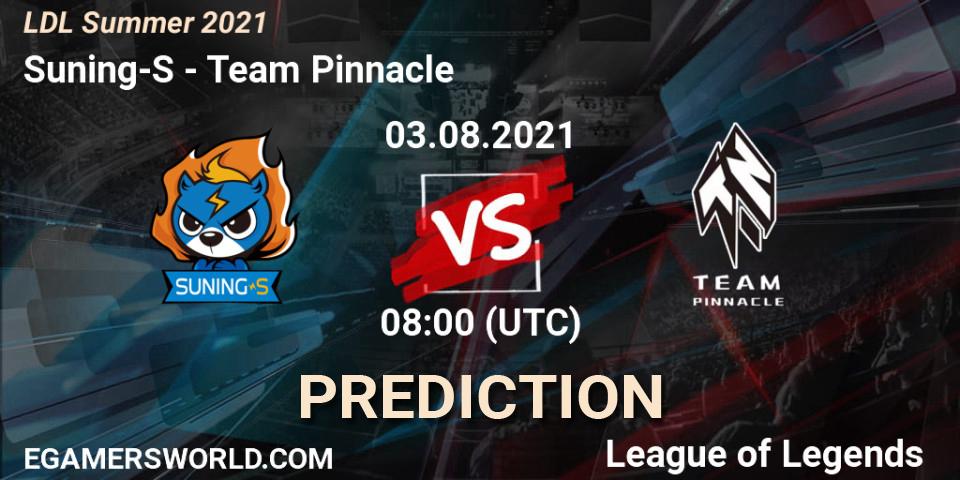Suning-S vs Team Pinnacle: Betting TIp, Match Prediction. 03.08.21. LoL, LDL Summer 2021