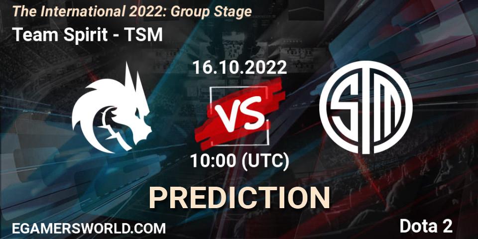 Team Spirit vs TSM: Betting TIp, Match Prediction. 16.10.2022 at 11:22. Dota 2, The International 2022: Group Stage