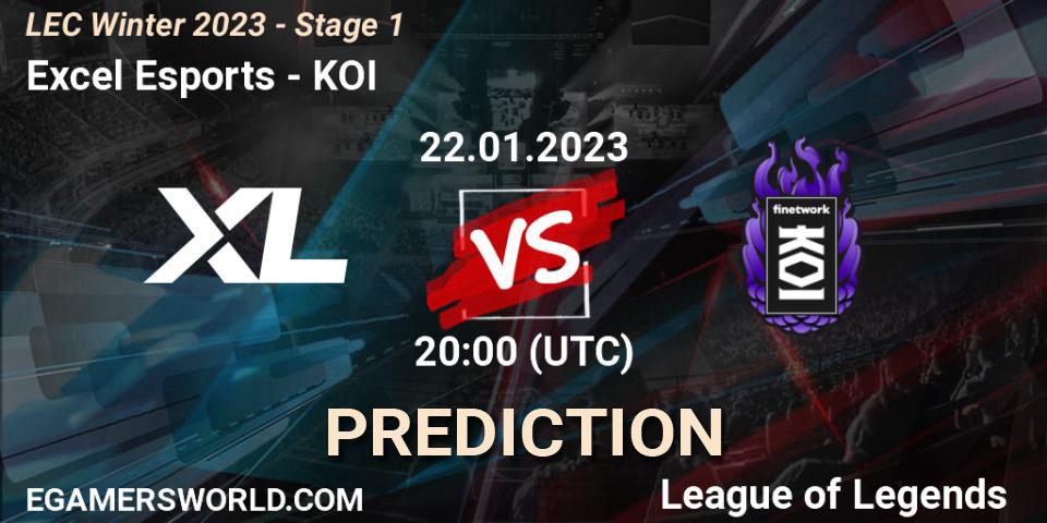 Excel Esports vs KOI: Betting TIp, Match Prediction. 22.01.2023 at 20:00. LoL, LEC Winter 2023 - Stage 1