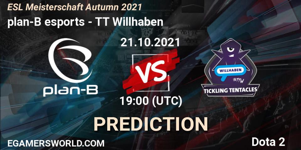 plan-B esports vs TT Willhaben: Betting TIp, Match Prediction. 21.10.2021 at 19:00. Dota 2, ESL Meisterschaft Autumn 2021