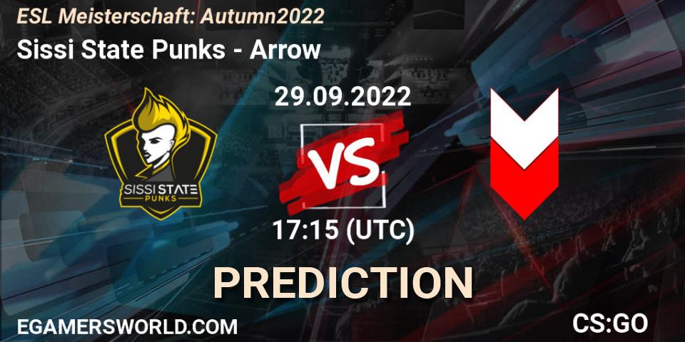 Sissi State Punks vs Arrow: Betting TIp, Match Prediction. 29.09.2022 at 17:15. Counter-Strike (CS2), ESL Meisterschaft: Autumn 2022