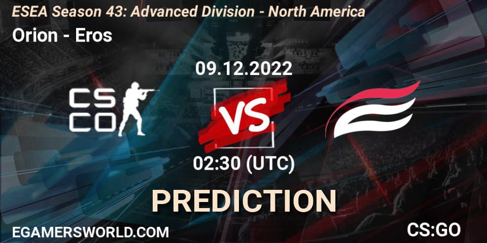 Orion vs Eros: Betting TIp, Match Prediction. 09.12.22. CS2 (CS:GO), ESEA Season 43: Advanced Division - North America