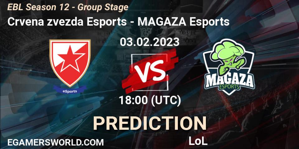 Crvena zvezda Esports vs MAGAZA Esports: Betting TIp, Match Prediction. 03.02.23. LoL, EBL Season 12 - Group Stage