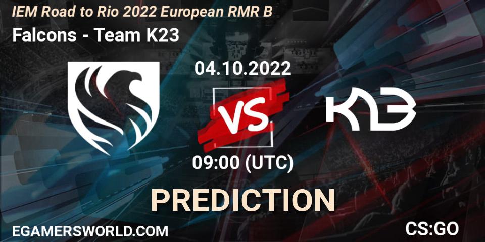 Falcons vs Team K23: Betting TIp, Match Prediction. 04.10.2022 at 15:35. Counter-Strike (CS2), IEM Road to Rio 2022 European RMR B