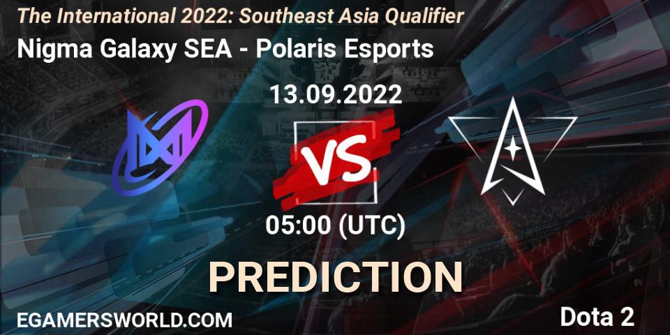 Nigma Galaxy SEA vs Polaris Esports: Betting TIp, Match Prediction. 13.09.2022 at 04:52. Dota 2, The International 2022: Southeast Asia Qualifier