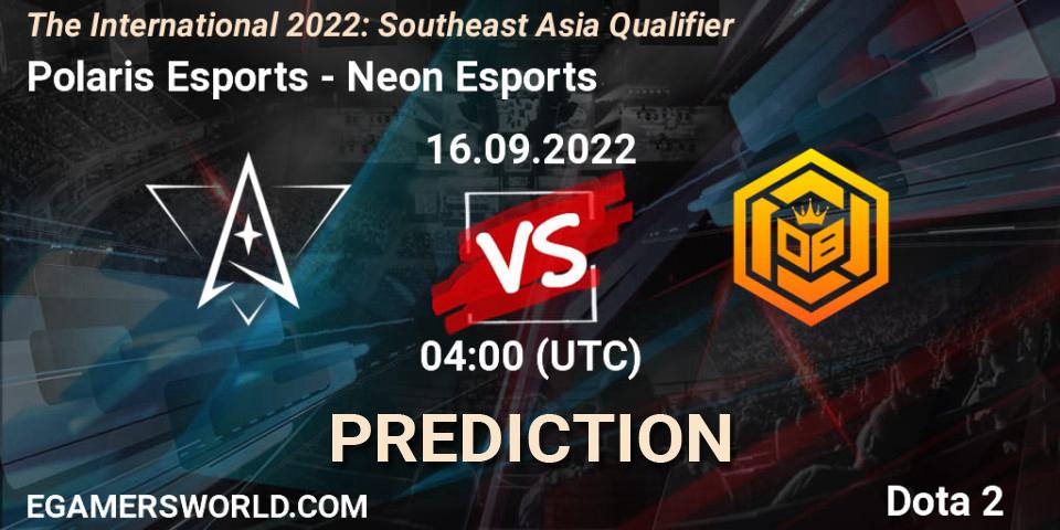 Polaris Esports vs Neon Esports: Betting TIp, Match Prediction. 16.09.22. Dota 2, The International 2022: Southeast Asia Qualifier