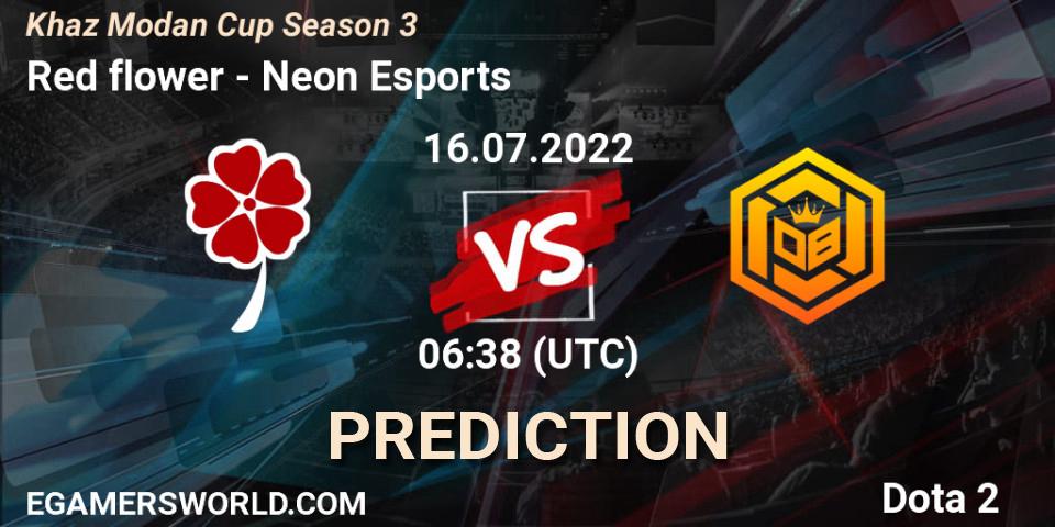 Red flower vs Neon Esports: Betting TIp, Match Prediction. 16.07.2022 at 06:38. Dota 2, Khaz Modan Cup Season 3