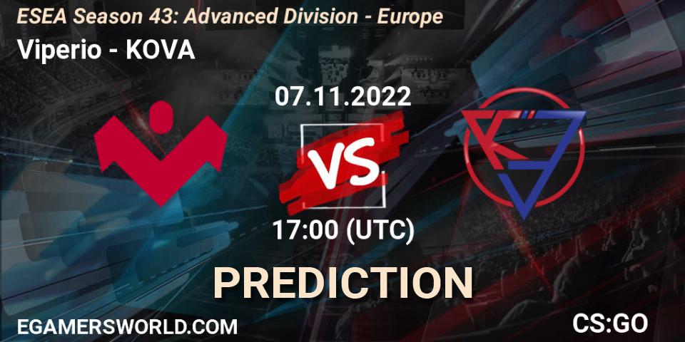 Viperio vs KOVA: Betting TIp, Match Prediction. 07.11.22. CS2 (CS:GO), ESEA Season 43: Advanced Division - Europe