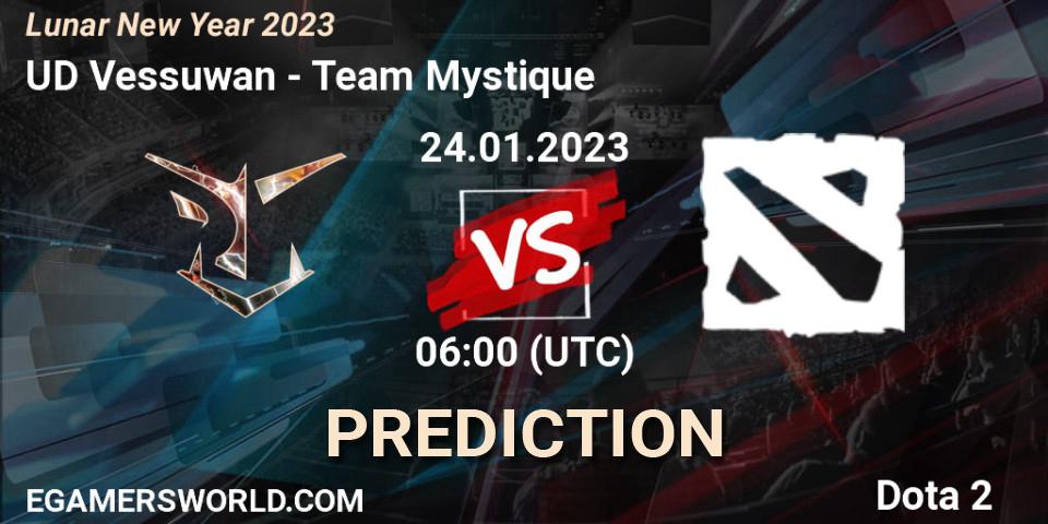 UD Vessuwan vs Team Mystique: Betting TIp, Match Prediction. 24.01.2023 at 06:00. Dota 2, Lunar New Year 2023