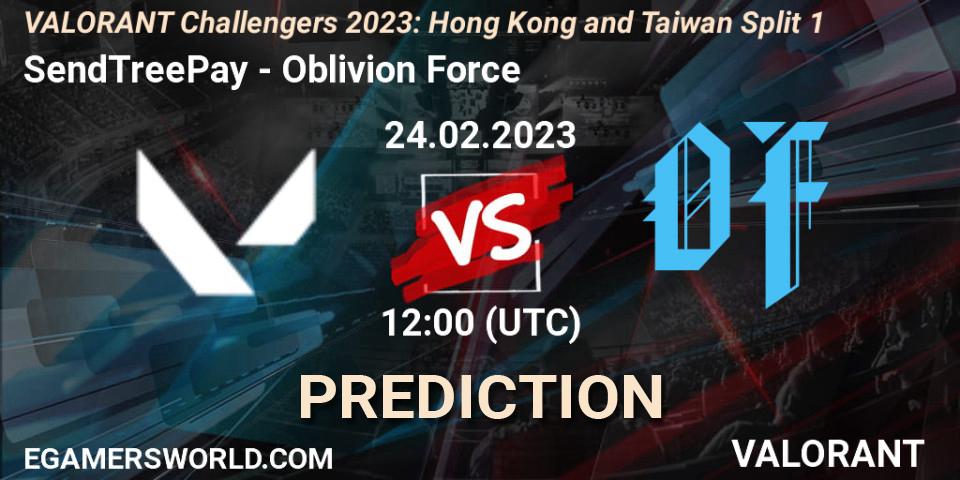 SendTreePay vs Oblivion Force: Betting TIp, Match Prediction. 24.02.2023 at 10:00. VALORANT, VALORANT Challengers 2023: Hong Kong and Taiwan Split 1