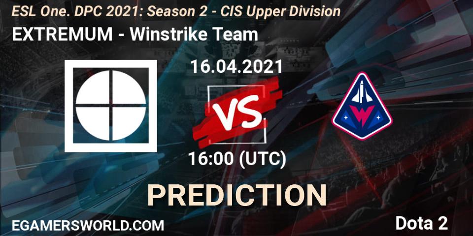 EXTREMUM vs Winstrike Team: Betting TIp, Match Prediction. 16.04.2021 at 15:55. Dota 2, ESL One. DPC 2021: Season 2 - CIS Upper Division