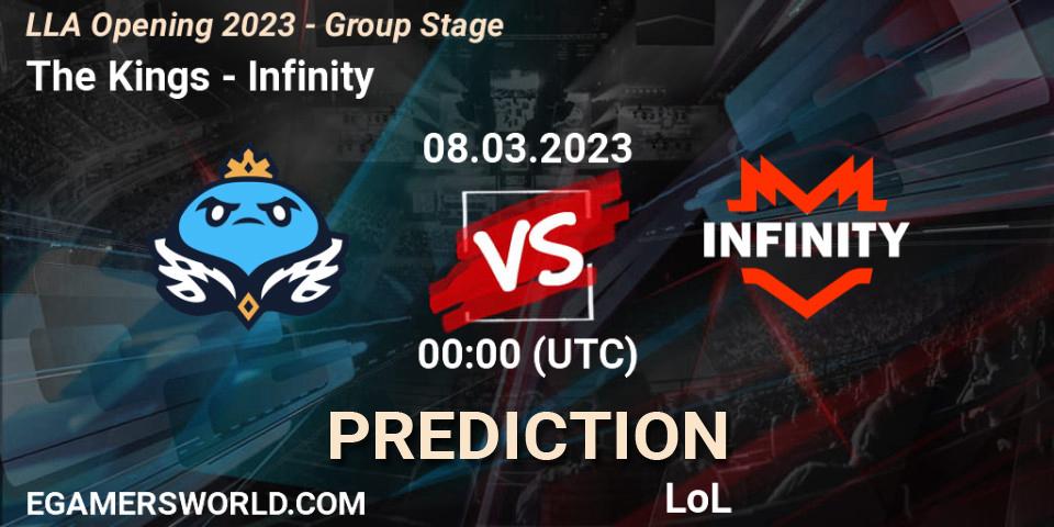 The Kings vs Infinity: Betting TIp, Match Prediction. 08.03.2023 at 00:00. LoL, LLA Opening 2023 - Group Stage