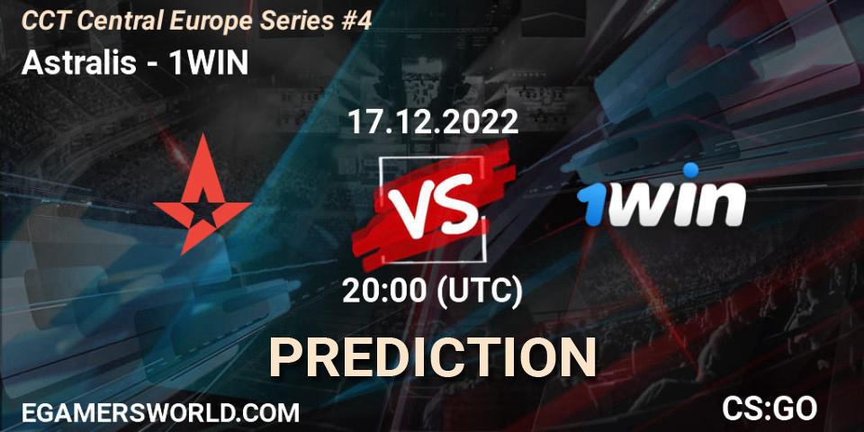 Astralis vs 1WIN: Betting TIp, Match Prediction. 17.12.2022 at 21:00. Counter-Strike (CS2), CCT Central Europe Series #4