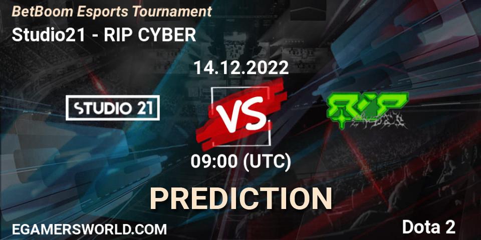 Studio21 vs RIP CYBER: Betting TIp, Match Prediction. 14.12.2022 at 15:30. Dota 2, BetBoom Esports Tournament