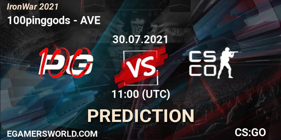 100pinggods vs AVE: Betting TIp, Match Prediction. 30.07.2021 at 11:15. Counter-Strike (CS2), IronWar