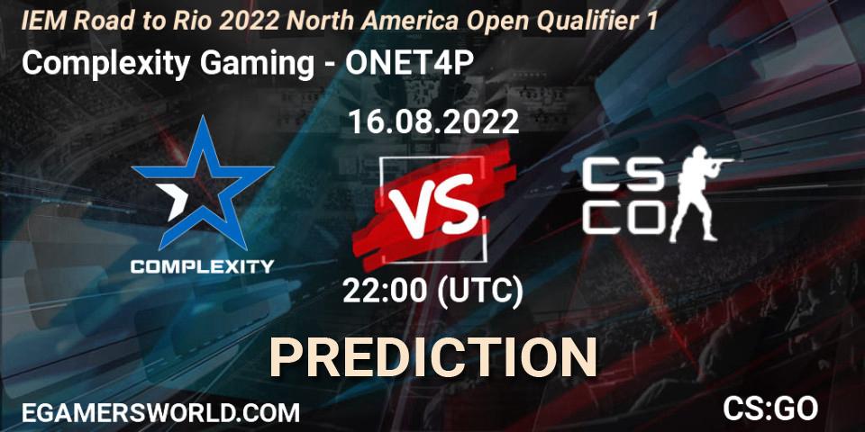 Complexity Gaming vs ONET4P: Betting TIp, Match Prediction. 16.08.22. CS2 (CS:GO), IEM Road to Rio 2022 North America Open Qualifier 1