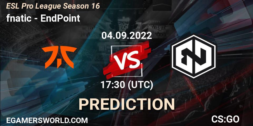 fnatic vs EndPoint: Betting TIp, Match Prediction. 04.09.2022 at 17:30. Counter-Strike (CS2), ESL Pro League Season 16