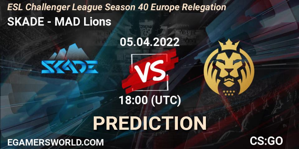 SKADE vs MAD Lions: Betting TIp, Match Prediction. 05.04.2022 at 18:00. Counter-Strike (CS2), ESL Challenger League Season 40 Europe Relegation