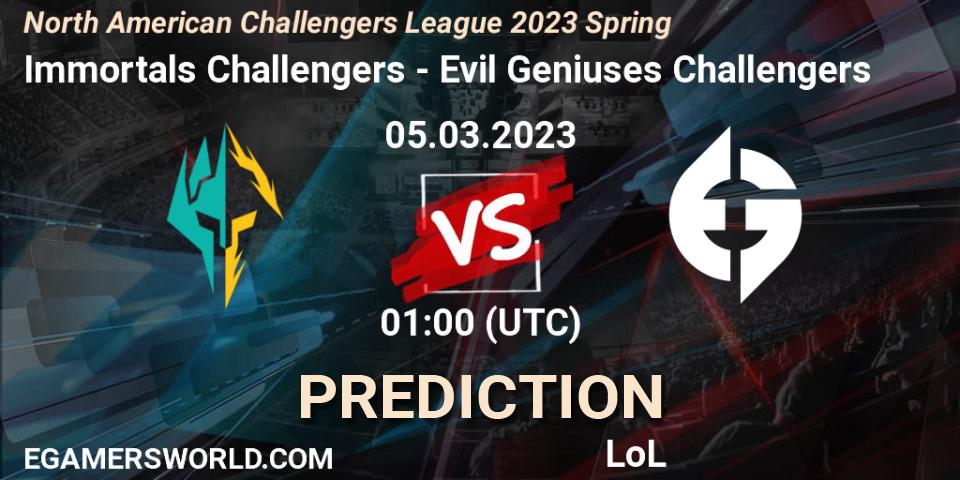 Immortals Challengers vs Evil Geniuses Challengers: Betting TIp, Match Prediction. 05.03.23. LoL, NACL 2023 Spring - Group Stage