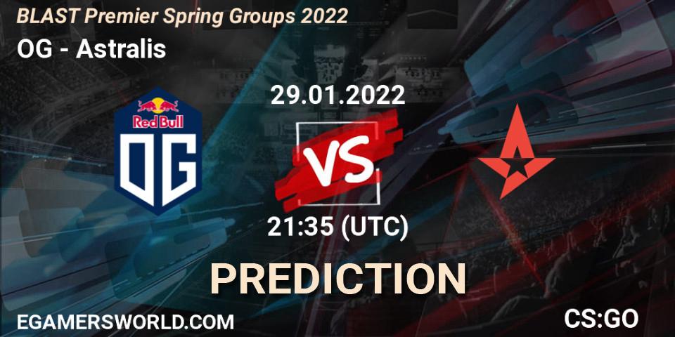 OG vs Astralis: Betting TIp, Match Prediction. 29.01.2022 at 21:35. Counter-Strike (CS2), BLAST Premier Spring Groups 2022
