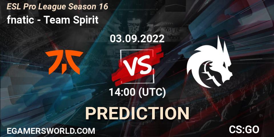 fnatic vs Team Spirit: Betting TIp, Match Prediction. 03.09.2022 at 14:00. Counter-Strike (CS2), ESL Pro League Season 16