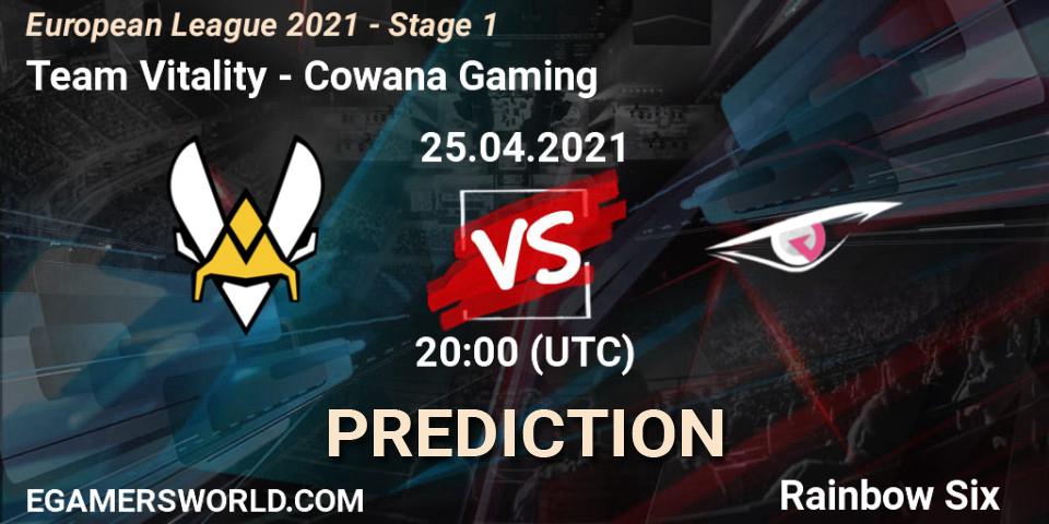 Team Vitality vs Cowana Gaming: Betting TIp, Match Prediction. 25.04.21. Rainbow Six, European League 2021 - Stage 1