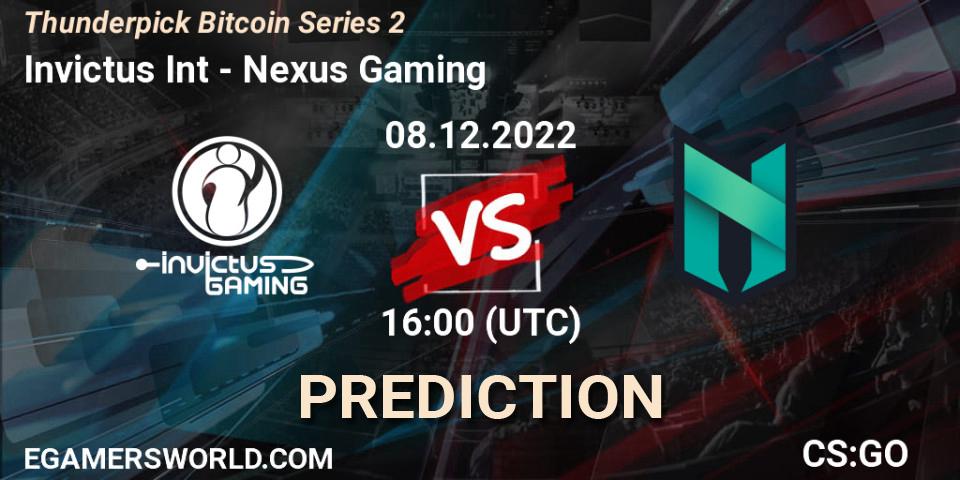 Invictus Int vs Nexus Gaming: Betting TIp, Match Prediction. 08.12.22. CS2 (CS:GO), Thunderpick Bitcoin Series 2