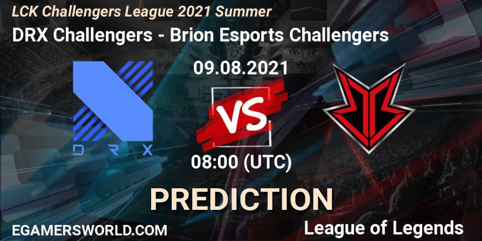 DRX Challengers vs Brion Esports Challengers: Betting TIp, Match Prediction. 09.08.2021 at 08:00. LoL, LCK Challengers League 2021 Summer