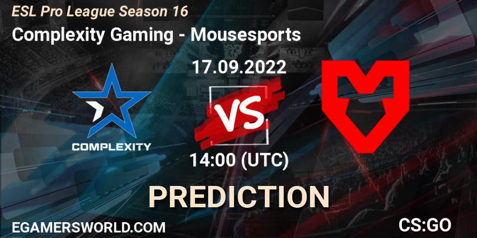 Complexity Gaming vs MOUZ: Betting TIp, Match Prediction. 17.09.22. CS2 (CS:GO), ESL Pro League Season 16