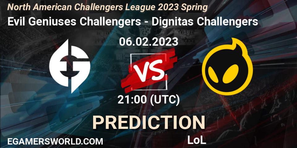 Evil Geniuses Challengers vs Dignitas Challengers: Betting TIp, Match Prediction. 06.02.23. LoL, NACL 2023 Spring - Group Stage