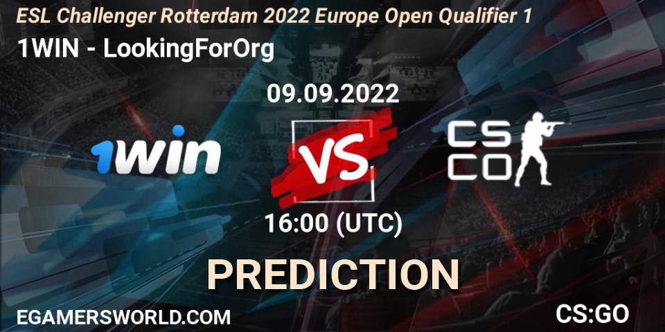 1WIN vs LookingForOrg: Betting TIp, Match Prediction. 09.09.22. CS2 (CS:GO), ESL Challenger Rotterdam 2022 Europe Open Qualifier 1