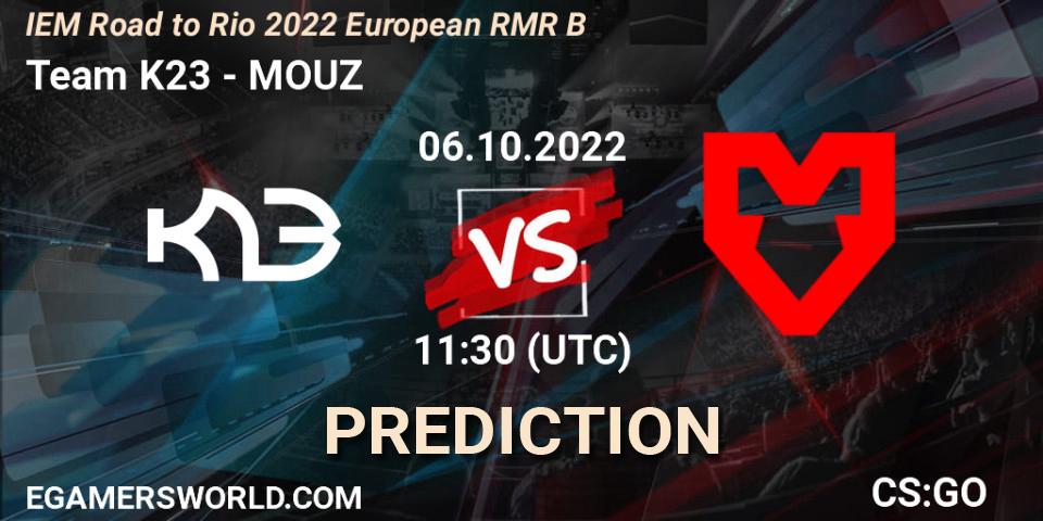 Team K23 vs MOUZ: Betting TIp, Match Prediction. 06.10.2022 at 12:00. Counter-Strike (CS2), IEM Road to Rio 2022 European RMR B