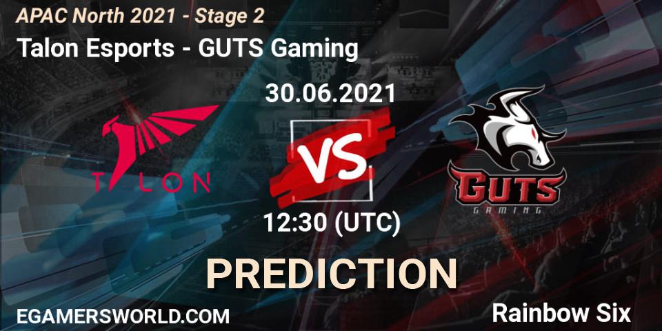 Talon Esports vs GUTS Gaming: Betting TIp, Match Prediction. 30.06.2021 at 12:30. Rainbow Six, APAC North 2021 - Stage 2