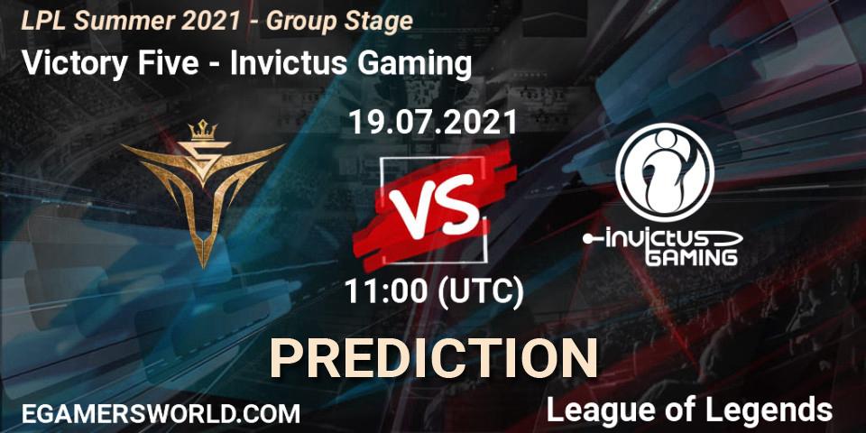 Victory Five vs Invictus Gaming: Betting TIp, Match Prediction. 19.07.2021 at 11:00. LoL, LPL Summer 2021 - Group Stage