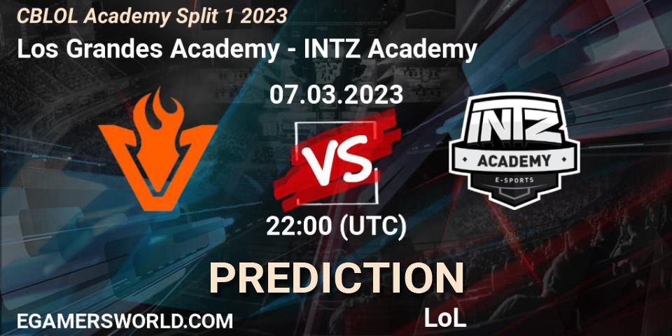 Los Grandes Academy vs INTZ Academy: Betting TIp, Match Prediction. 07.03.2023 at 22:00. LoL, CBLOL Academy Split 1 2023