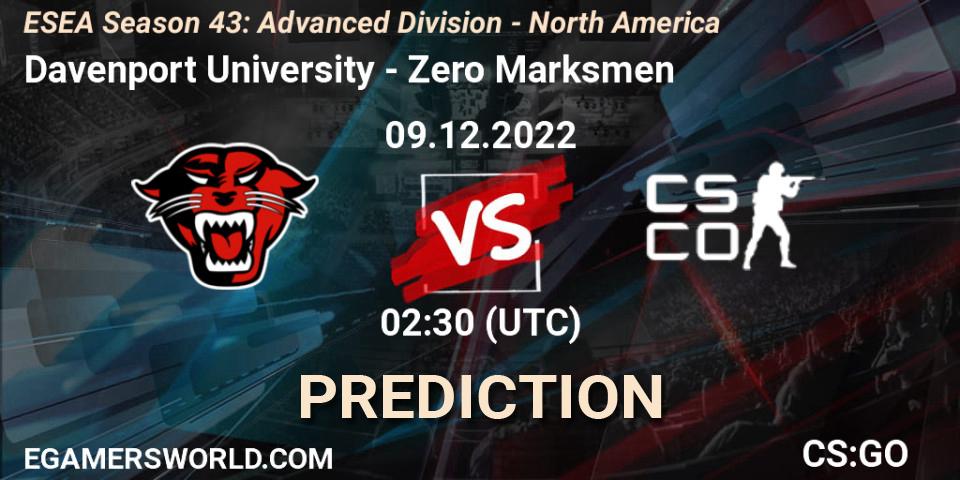 Davenport University vs Zero Marksmen: Betting TIp, Match Prediction. 09.12.22. CS2 (CS:GO), ESEA Season 43: Advanced Division - North America