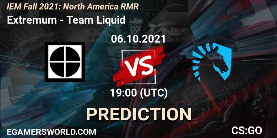 Extremum vs Team Liquid: Betting TIp, Match Prediction. 06.10.21. CS2 (CS:GO), IEM Fall 2021: North America RMR