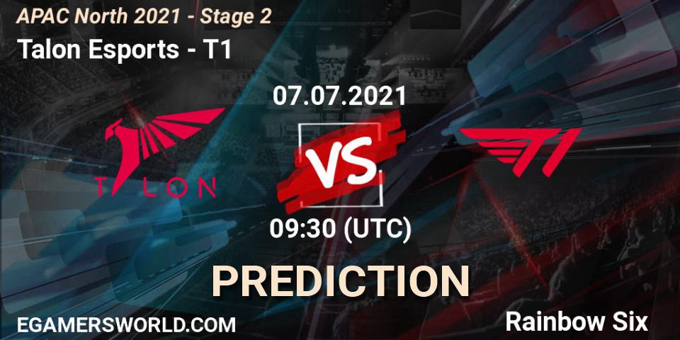 Talon Esports vs T1: Betting TIp, Match Prediction. 07.07.2021 at 09:30. Rainbow Six, APAC North 2021 - Stage 2