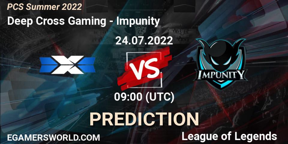 Deep Cross Gaming vs Impunity: Betting TIp, Match Prediction. 24.07.2022 at 10:00. LoL, PCS Summer 2022