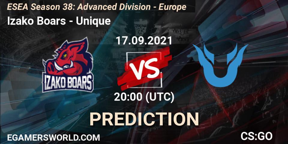Izako Boars vs Unique: Betting TIp, Match Prediction. 17.09.21. CS2 (CS:GO), ESEA Season 38: Advanced Division - Europe