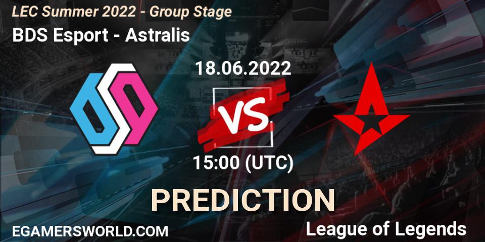 BDS Esport vs Astralis: Betting TIp, Match Prediction. 18.06.2022 at 15:00. LoL, LEC Summer 2022 - Group Stage