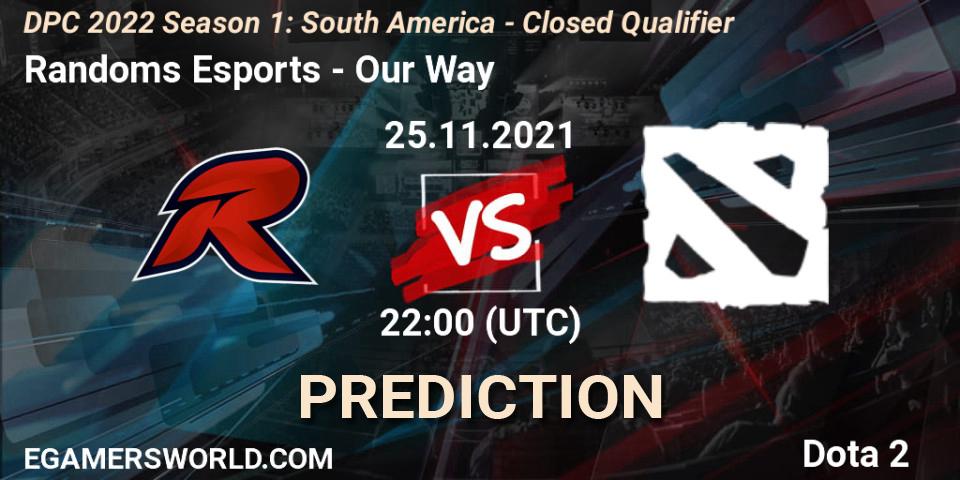 Randoms Esports vs Our Way: Betting TIp, Match Prediction. 25.11.2021 at 22:00. Dota 2, DPC 2022 Season 1: South America - Closed Qualifier
