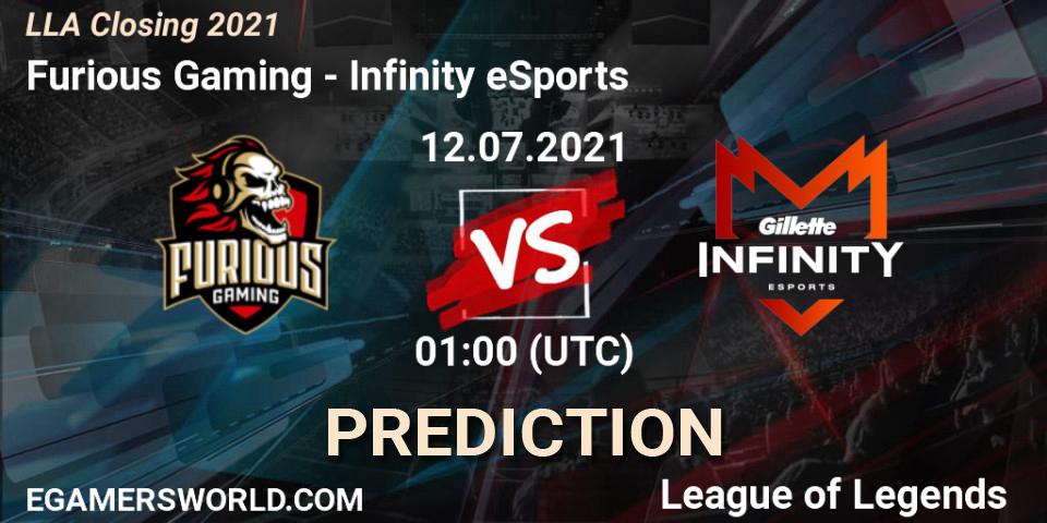 Furious Gaming vs Infinity eSports: Betting TIp, Match Prediction. 12.07.21. LoL, LLA Closing 2021